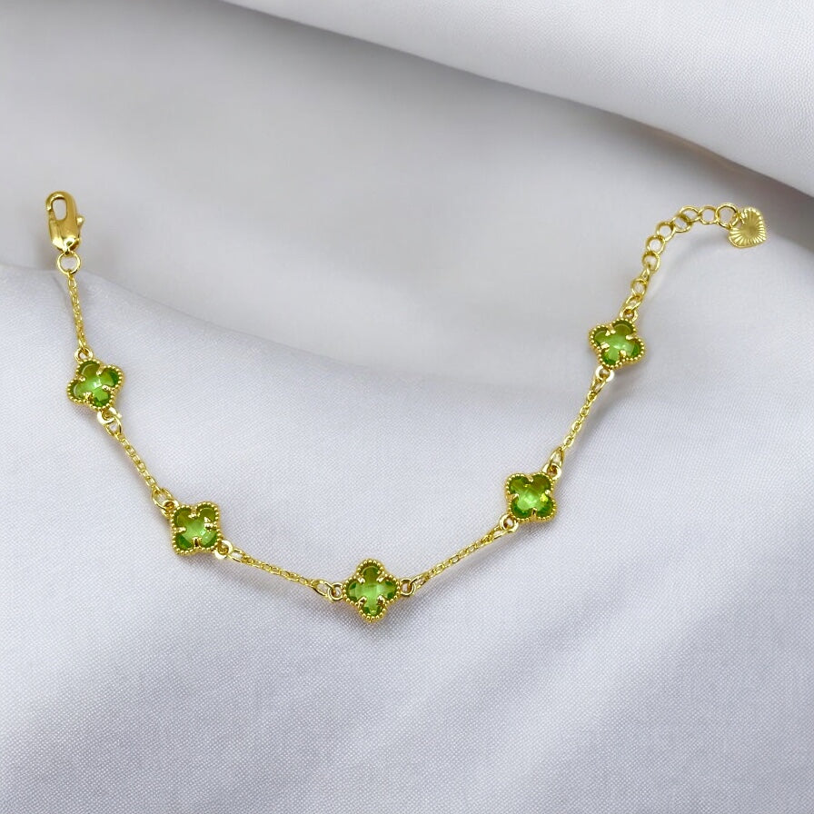 Petite Lucky Clover Bracelet - Peridot