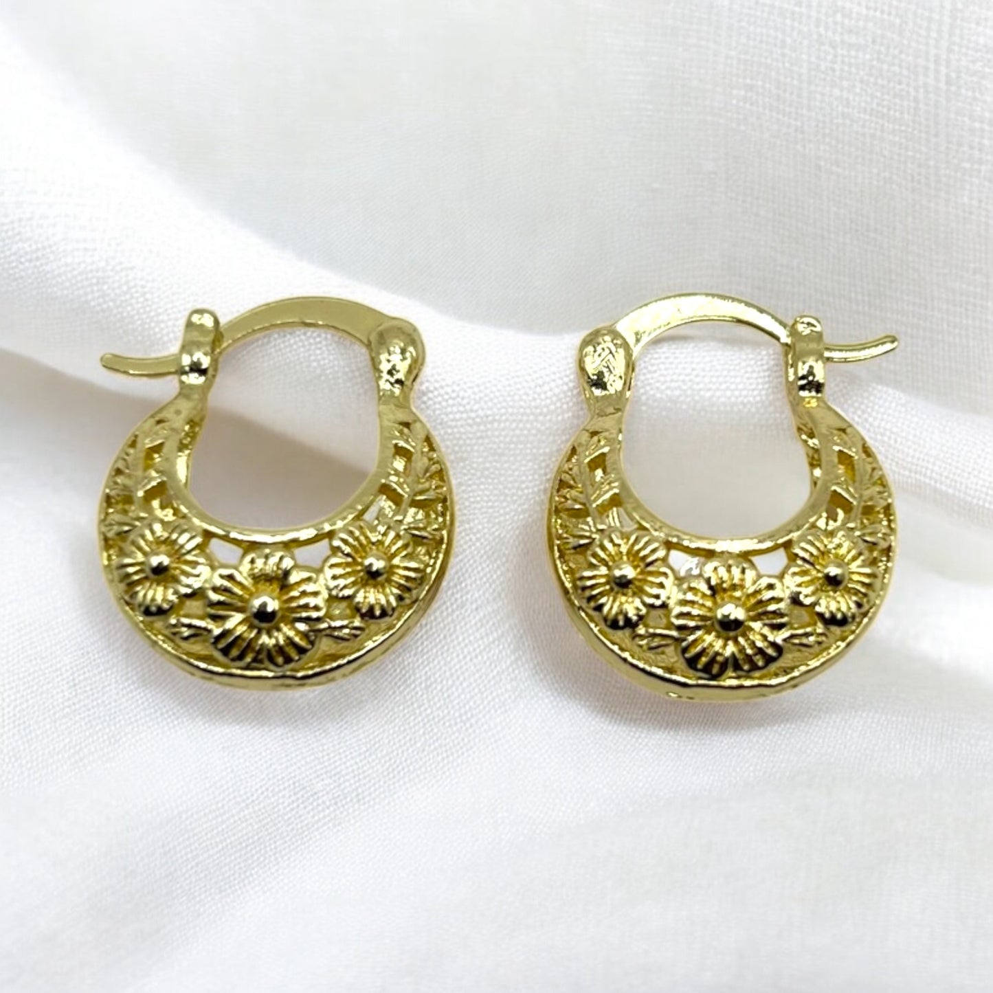 The Filigree Earrings, Floral Hoops