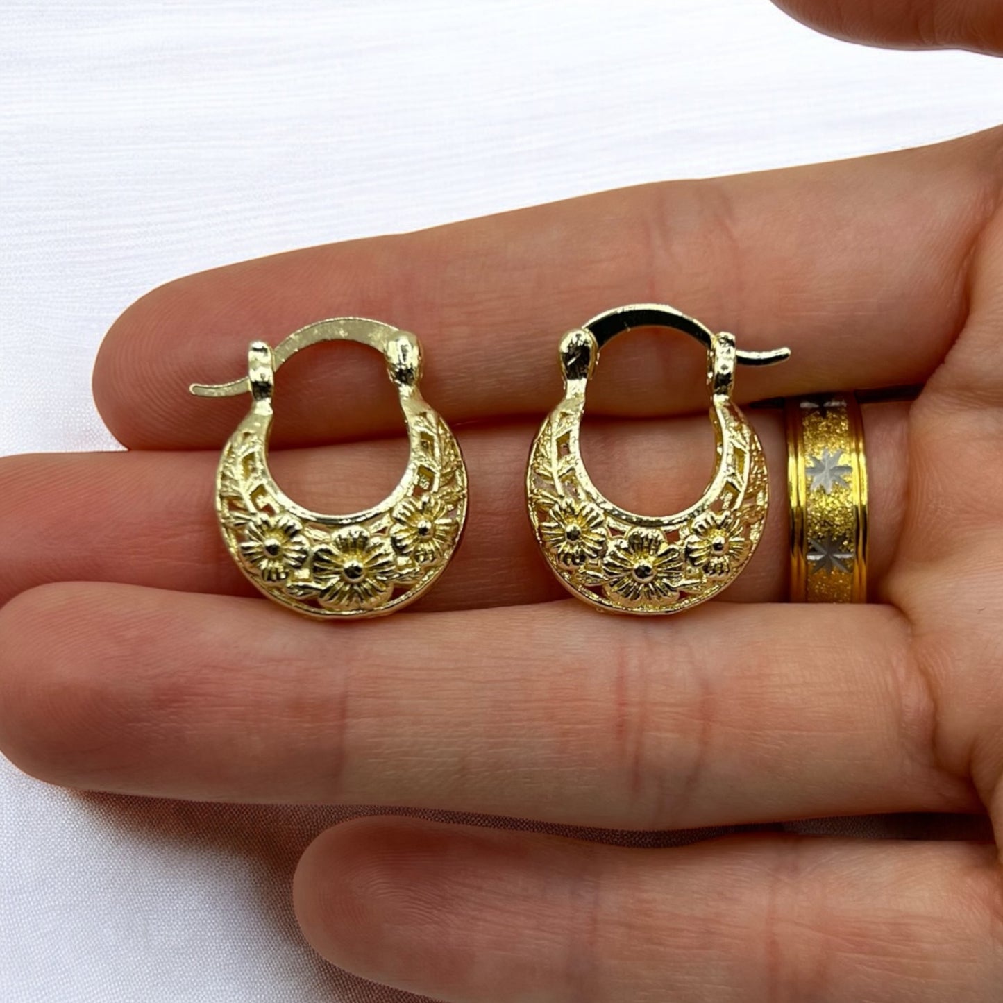 The Filigree Earrings, Floral Hoops