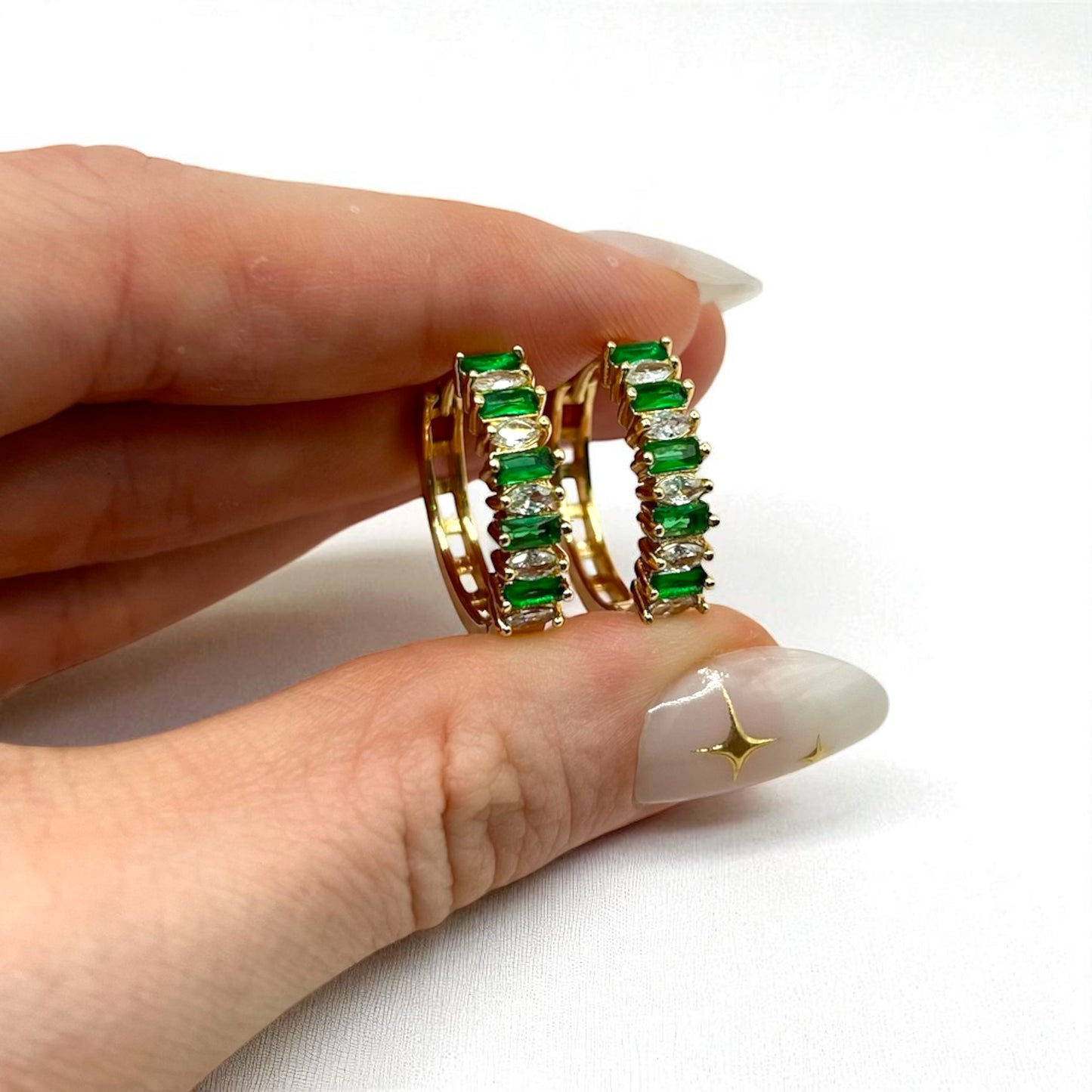 The Emerald Legacy Hoops (Alternating Stones Edition)