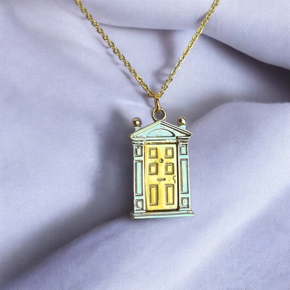 The Original Little Door Necklace – Yellow Gold Door, White Gold Frame Edition