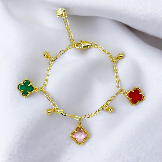 Lucky Clover Charm Bracelet – Multicolor Edition