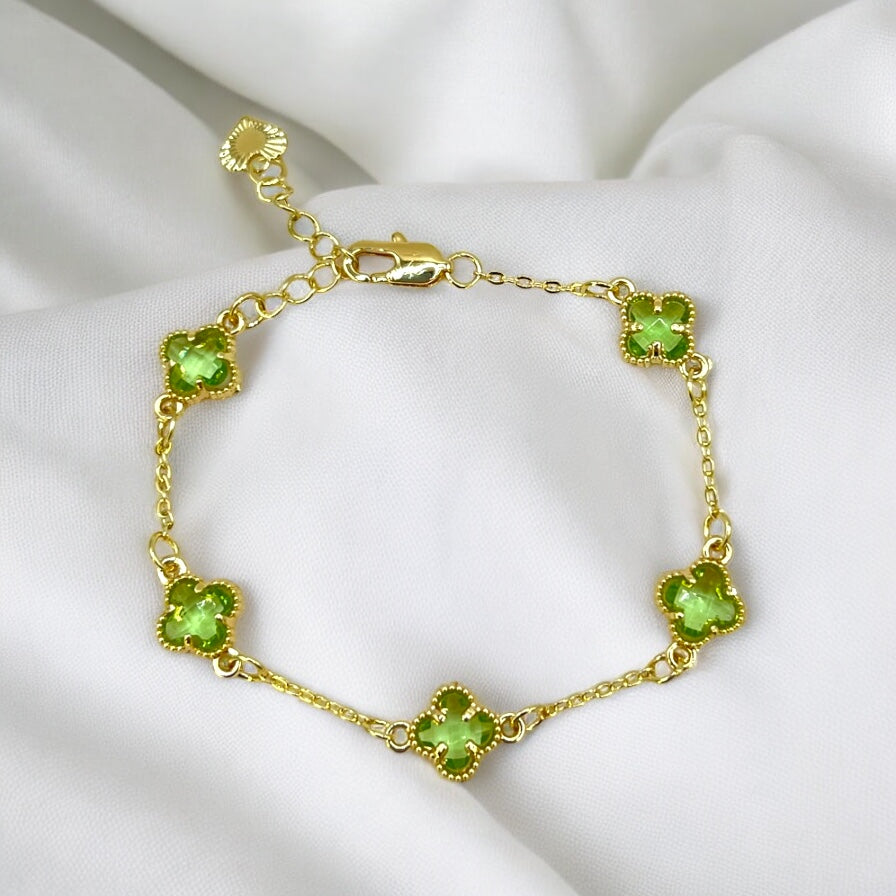 Petite Lucky Clover Bracelet - Peridot