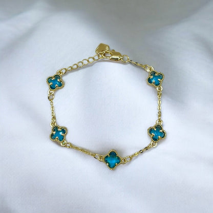 Petite Lucky Clover Bracelet - Aquamarine