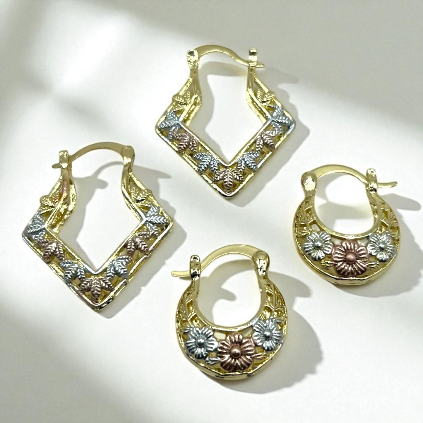 The Filigree Earrings, Floral Hoops